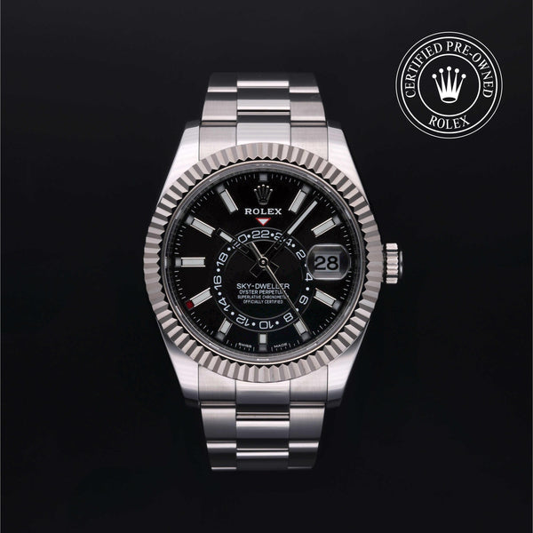 Rolex Certified Pre-owned Sky-Dweller M326934-0005 front on black background