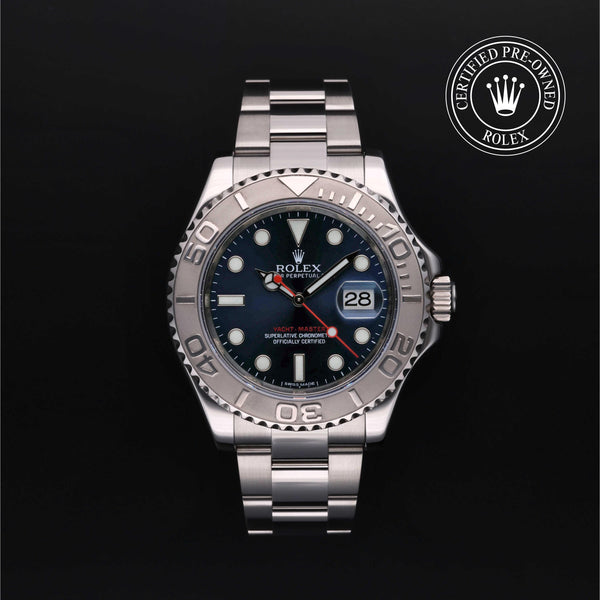 Rolex Certified Pre-owned Yacht-Master M116622-0001 front on black background