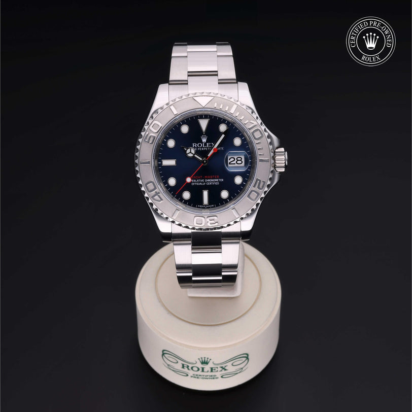 Rolex Certified Pre-owned Yacht-Master M116622-0001 front on black background
