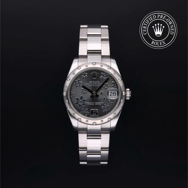 Rolex Certified Pre-owned Lady Datejust M178344-0025 front on black background