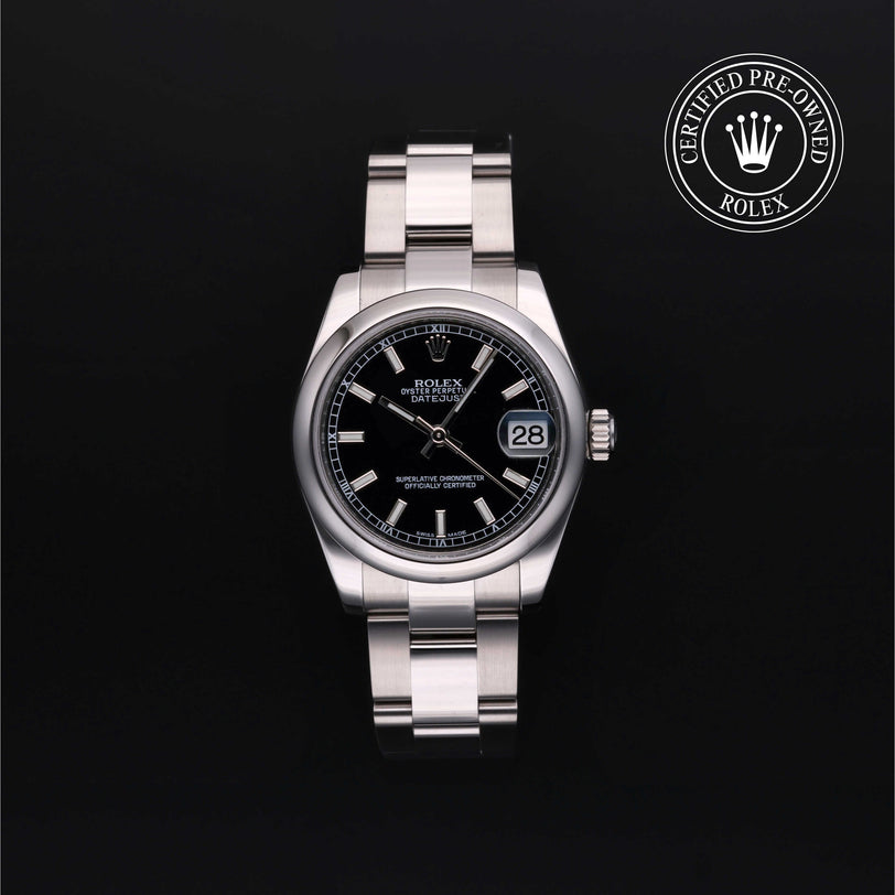 Rolex Certified Pre-owned Lady Datejust M178240-0025 front on black background
