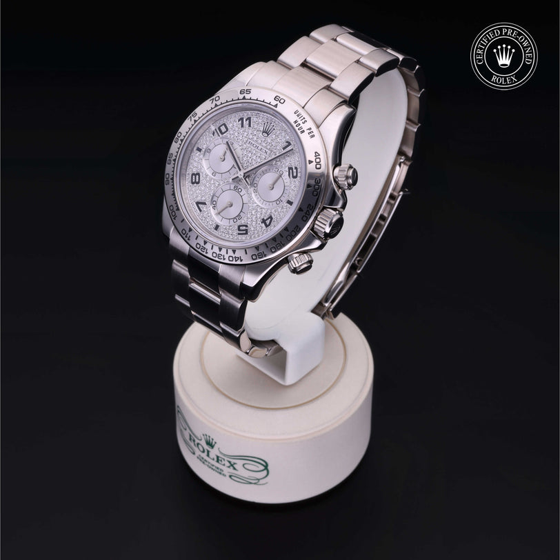 Rolex Certified Pre-owned Daytona M116509-0052 front on black background