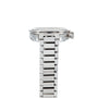 Side view of the Watches of Switzerland Speedmaster Ed White, a silver metal wristwatch with a linked band, showing the crown and part of the face.