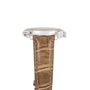 Side view of the Patek Philippe Calatrava Travel Time Ladies watch in silver with a brown crocodile-patterned leather strap.