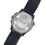 Back of a Jaeger-LeCoultre Amvox 5 World Chronograph watch featuring the Aston Martin logo, limited edition engraving, and a black leather strap.