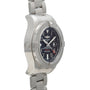 A Breitling Avenger II Seawolf dive watch in stainless steel, featuring a black dial and metal bracelet, displayed from an angled side perspective.
