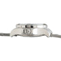 Side view of the Breitling Avenger II Seawolf wristwatch with a silver metal band and visible crown, set against a white background.
