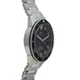 Side view of an IWC Schaffhausen Aquatimer GST 2000 wristwatch featuring a stainless steel case, black dial, and metal bracelet.