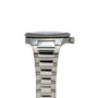 Side view of the IWC Schaffhausen Aquatimer GST 2000, featuring a silver metal case, ridged bezel, and chunky linked bracelet.