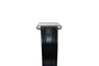 The Piaget Black Tie Emperador Coussin Automatique features a black leather strap and silver rectangular case, displayed in a side view against a white background.