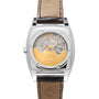 Back view of the Patek Philippe Gondolo Annual Calendar showcasing its intricate movement and gold rotor, paired with a brown leather strap.