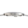 Side view of the Patek Philippe Dress Watch UFO showcasing its silver color, thin case, and metal link band.