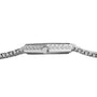 Side view of the Piaget Hexagonal Diamond Dress Watch featuring a silver engraved band and a patterned case.