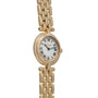 Cartier Panthere Ronde wristwatch featuring a round face, Roman numerals, and diamond accents on the bezel and lugs.