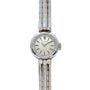 The Longines Diamond Cocktail Watch is a womens wristwatch with a silver metal link band and round white face, displayed on a white background.