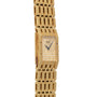 The Piaget Dancer watch features a square diamond-encrusted face, link bracelet, and displays the time at 8:20.