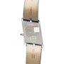 Back of a Cartier Privé Collection Tank Asymétrique New York Edition watch with leather strap, displaying engraving and water resistance details.