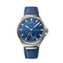 Longitude Titanium Ocean Blue Leather Strap Front