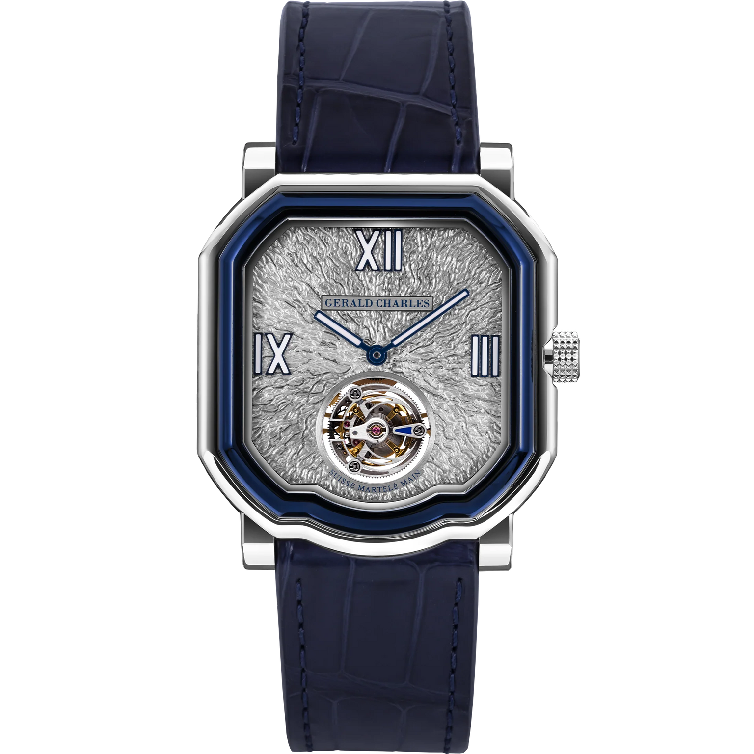 Gerald Charles 9.0 Roman Tourbillon watch with silver dial and roman numeral markers