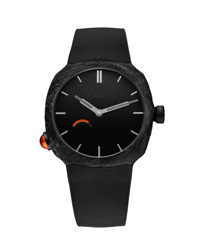 Black watch with a dark face on a black background