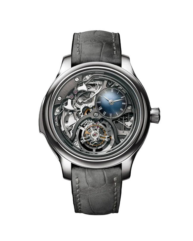 Luxury watch with visible mechanical components on a black background