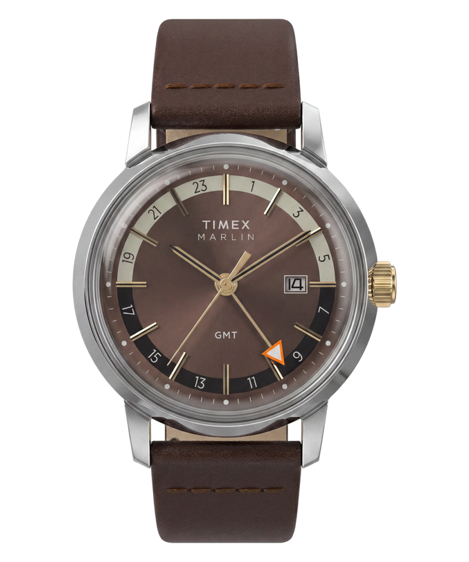 Marlin® GMT 40mm Leather Strap Watch