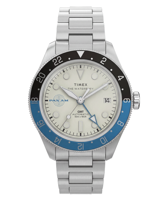 Pan Am® x Timex® Waterbury Automatic GMT 41.5mm Stainless Steel Bracelet Watch