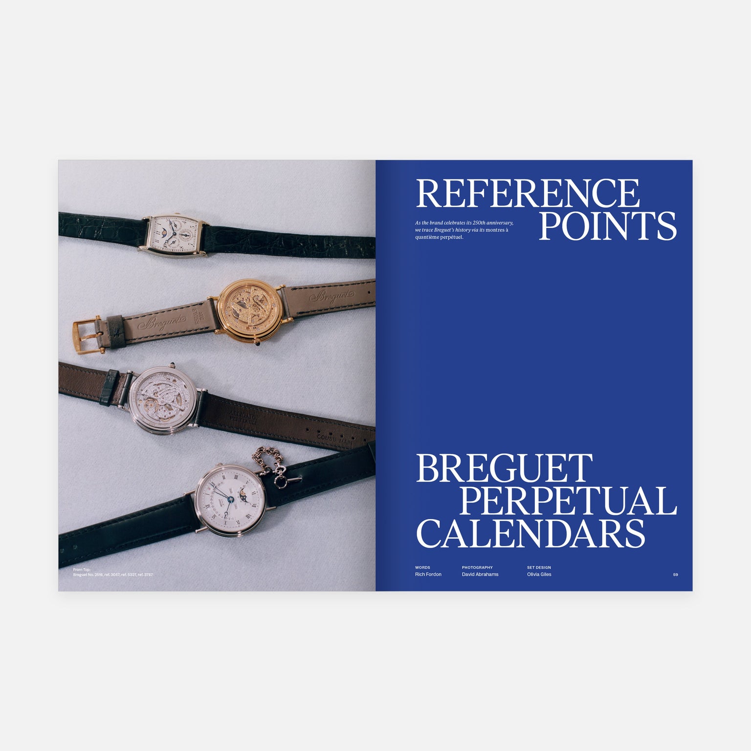 Four vintage wristwatches are displayed on an open Hodinkee Magazine, Volume 14, by Hodinkee.
