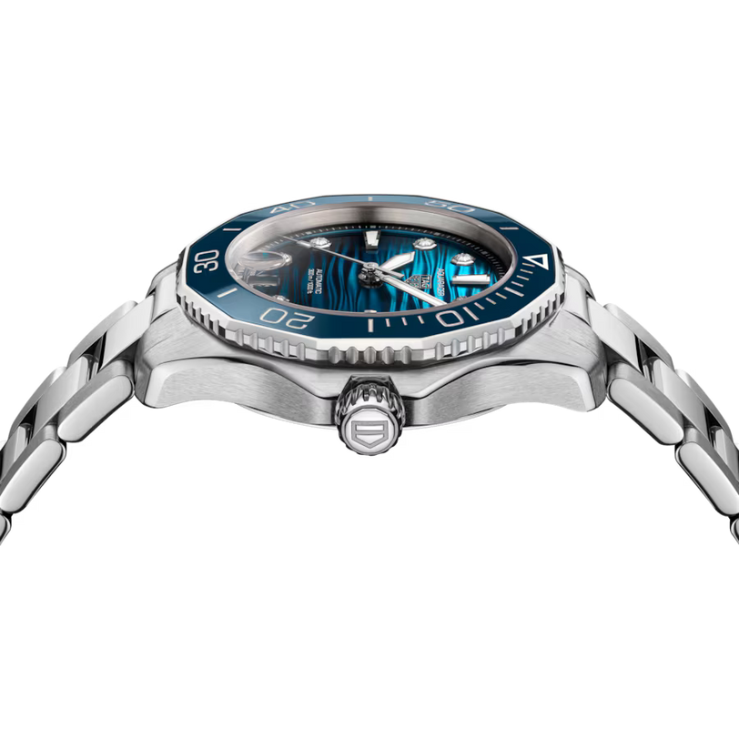 Aquaracer Professional 300 Date | 36mm, Steel, Blue Dial, Womens Watch