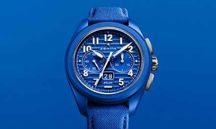 Link to Zenith Pilot collection featuring blue Big Date Flyback