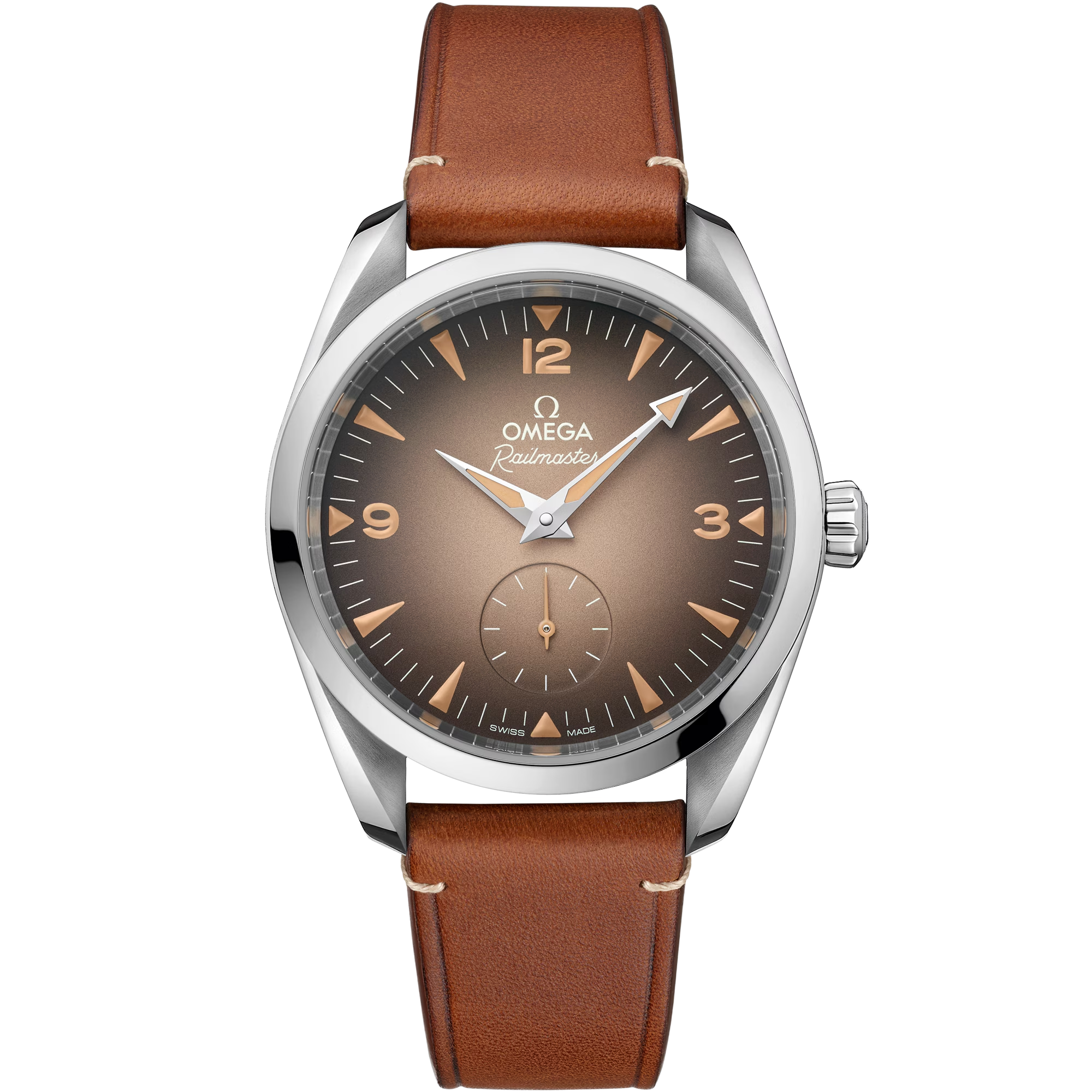 OMEGA Seamaster Railmaster Brown Dial Leather Strap