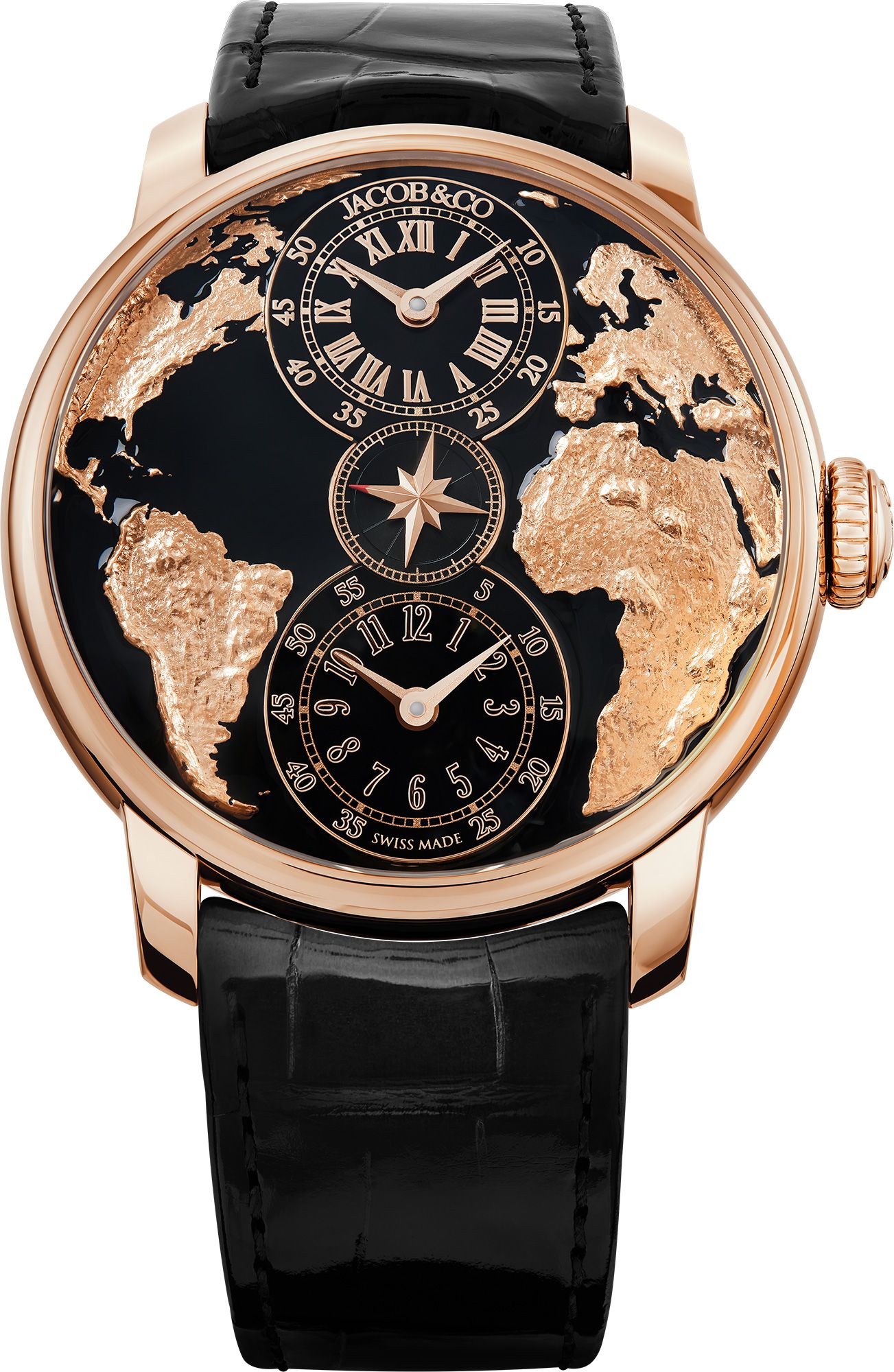 Jacob & Co The World Is Yours Dual Time Zone | 43mm, Rose Gold