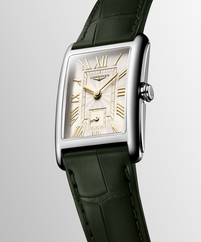 DolceVita | 37mm, Stainless Steel, Ivory Gilt "flinqué" Dial, Olive Green Alligator Leather Strap, Womens Watch