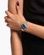 Model Wearing the OMEGA Seamaster Aqua Terra 150M 30mm Steel on Steel Blue Dial Watch