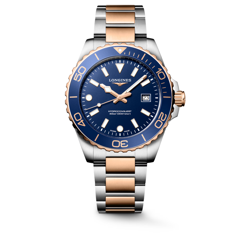 HydroConquest | 42mm, Stainless Steel and Red PVD, Blue Dial