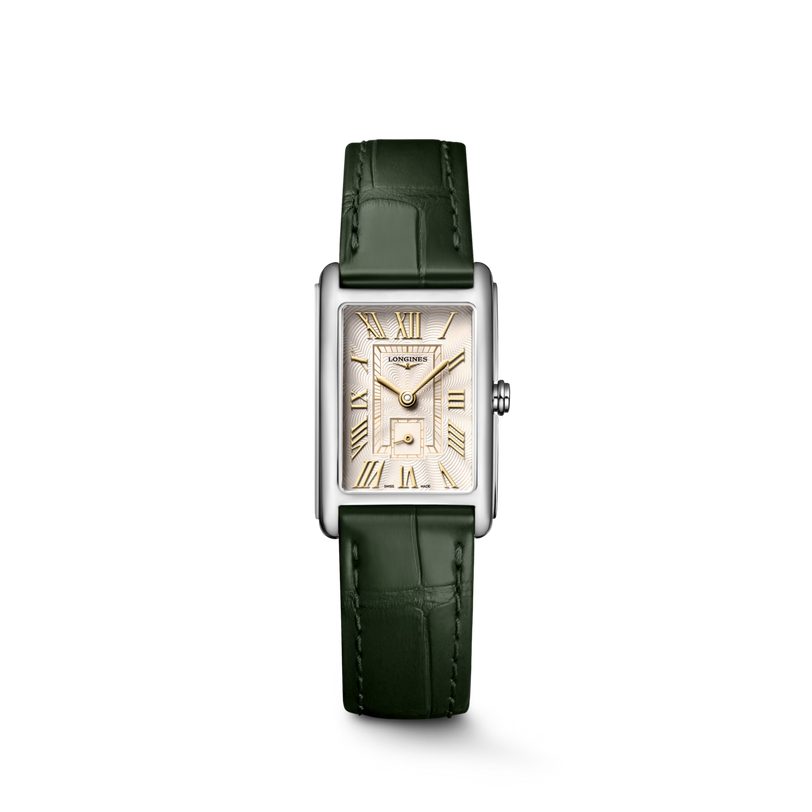 DolceVita | 32mm, Stainless Steel, Ivory Gilt "flinqué" Dial, Green Alligator Strap, Womens Watch