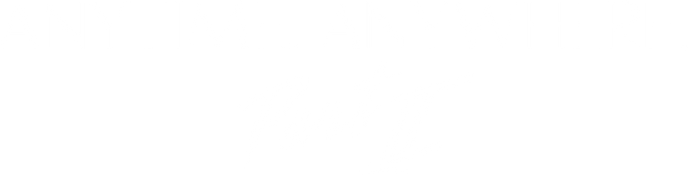 White text on a black background reads ANYTIME. ANYWHERE. Part II in bold and script fonts.