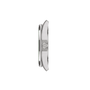 Silver watch with a brand logo on a white background