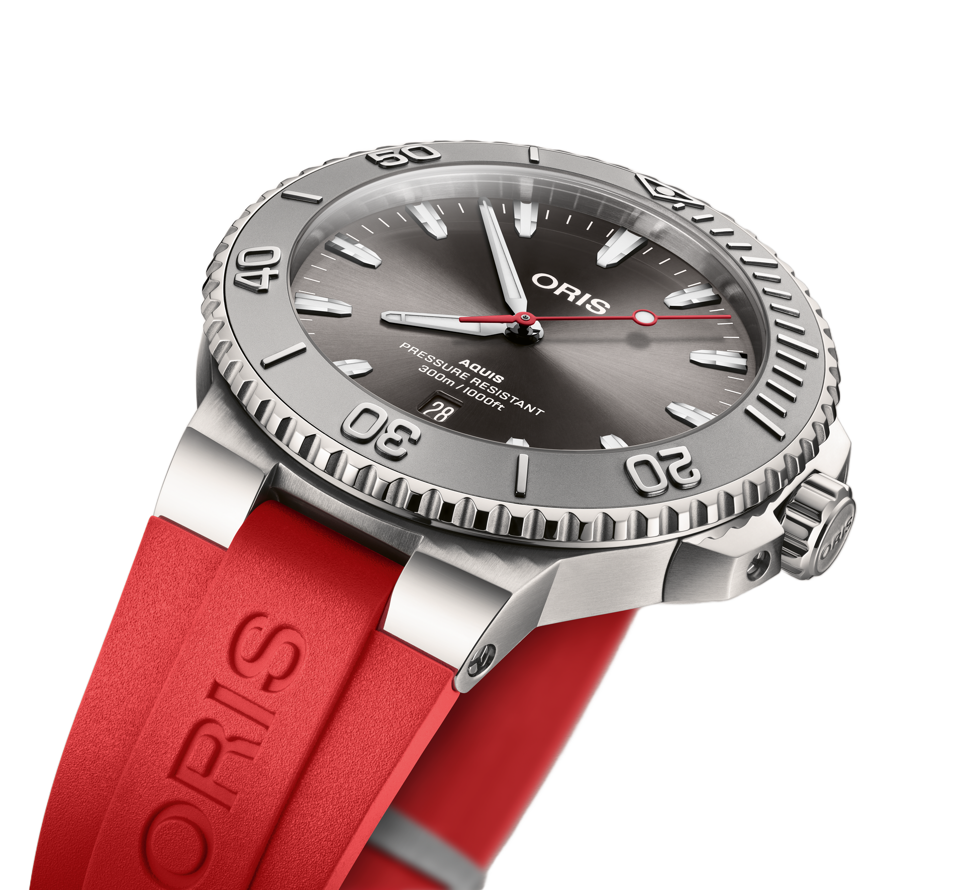 オルベア アクア グレー/レッド Oris Aquis Date Relief