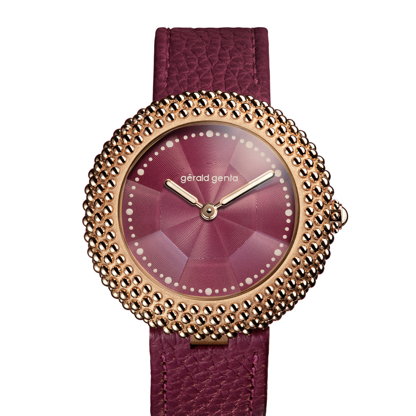 Gentissima Oursin 36 Burgundy | 36mm, Glass-blasted rose gold 4N, Women's Watch