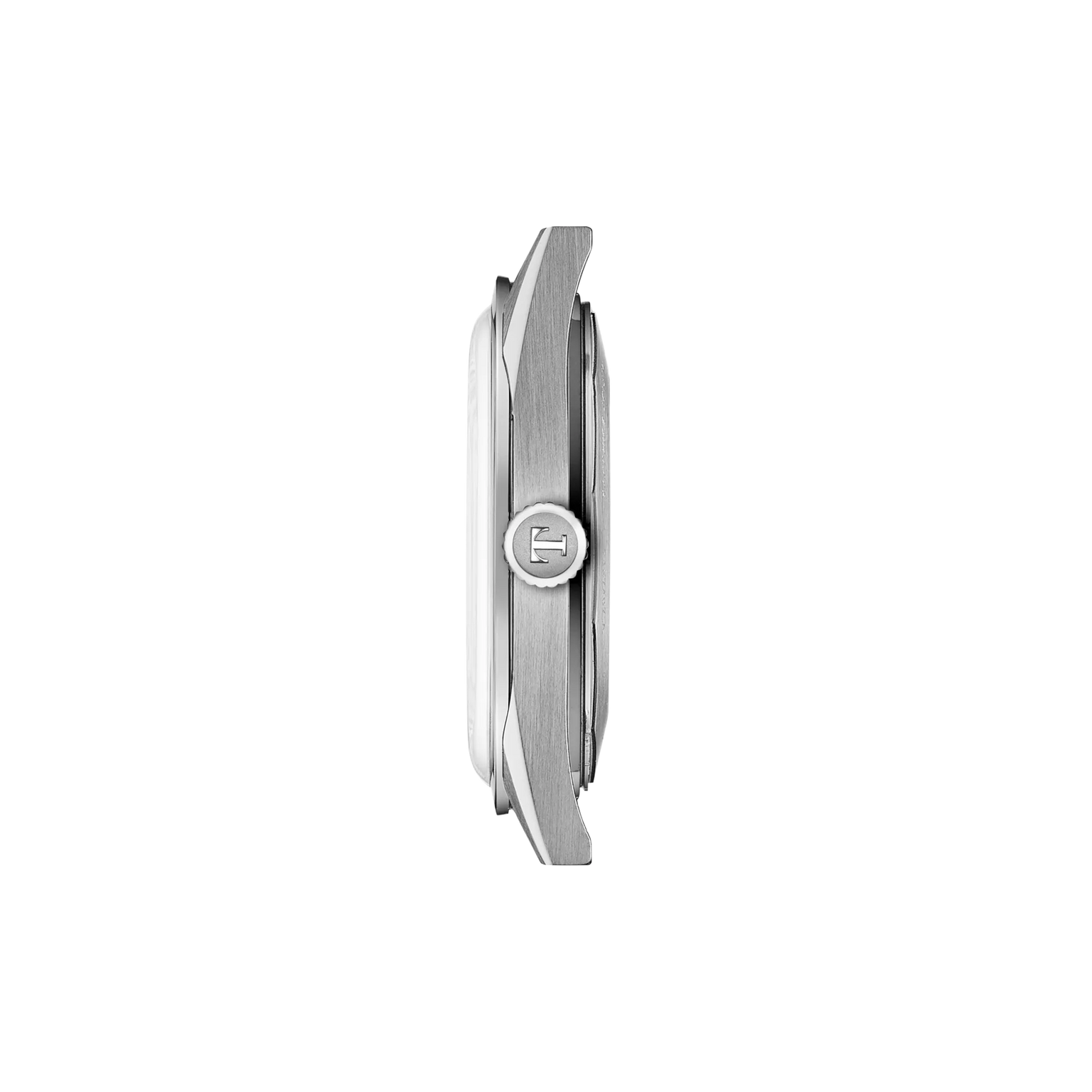 Visodate 39 watch with brushed metal case and circular dial, shown from the side.