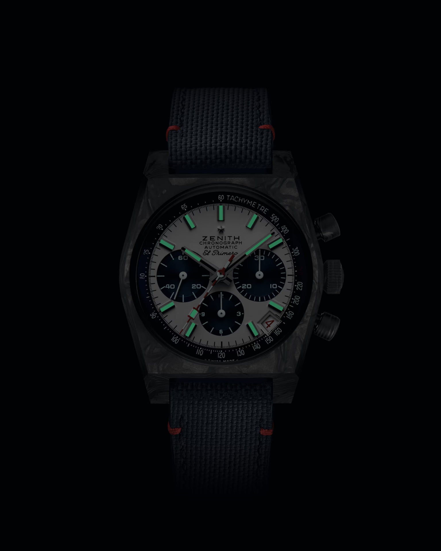 Black watch with detailed face on a black background