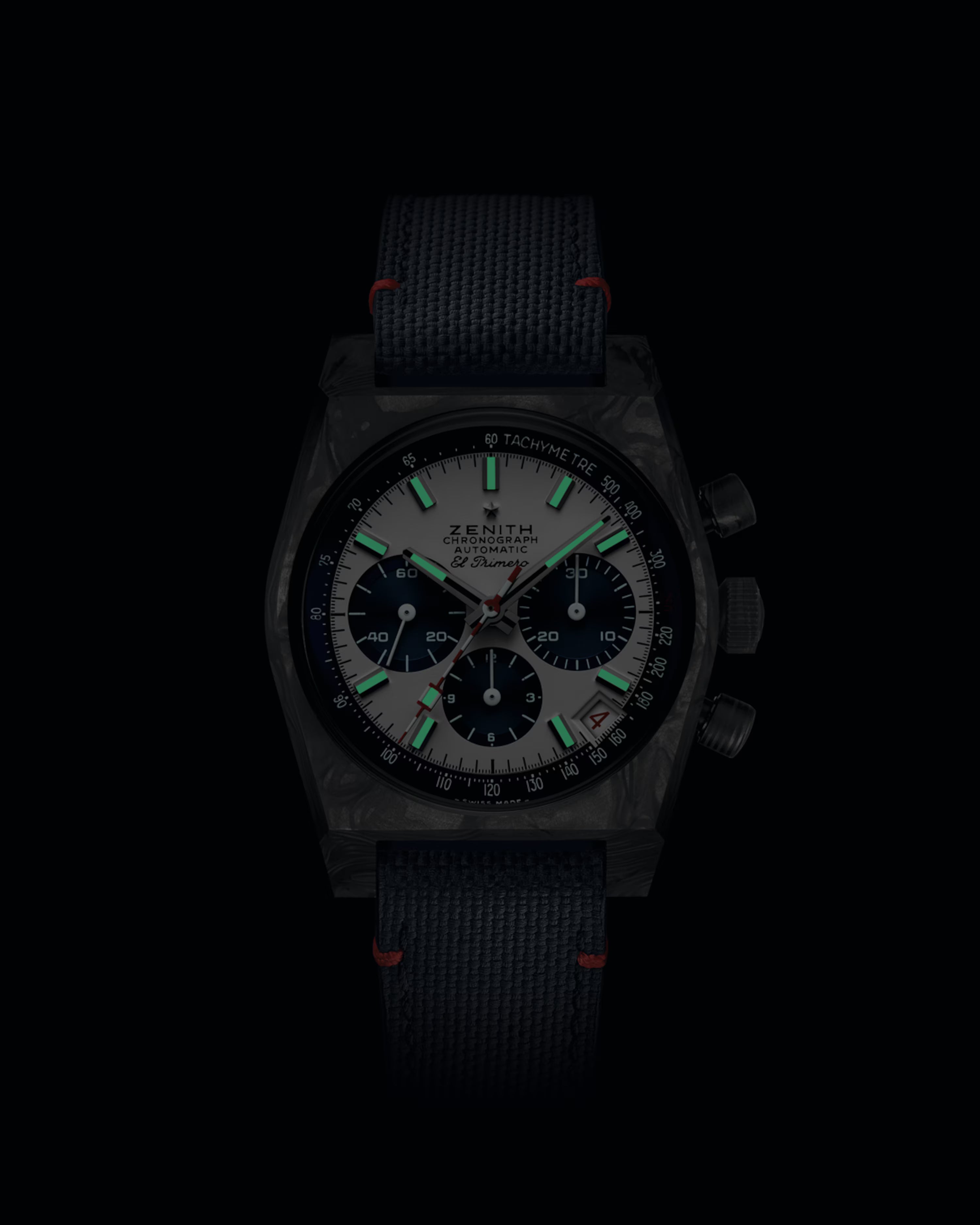 Black watch with detailed face on a black background