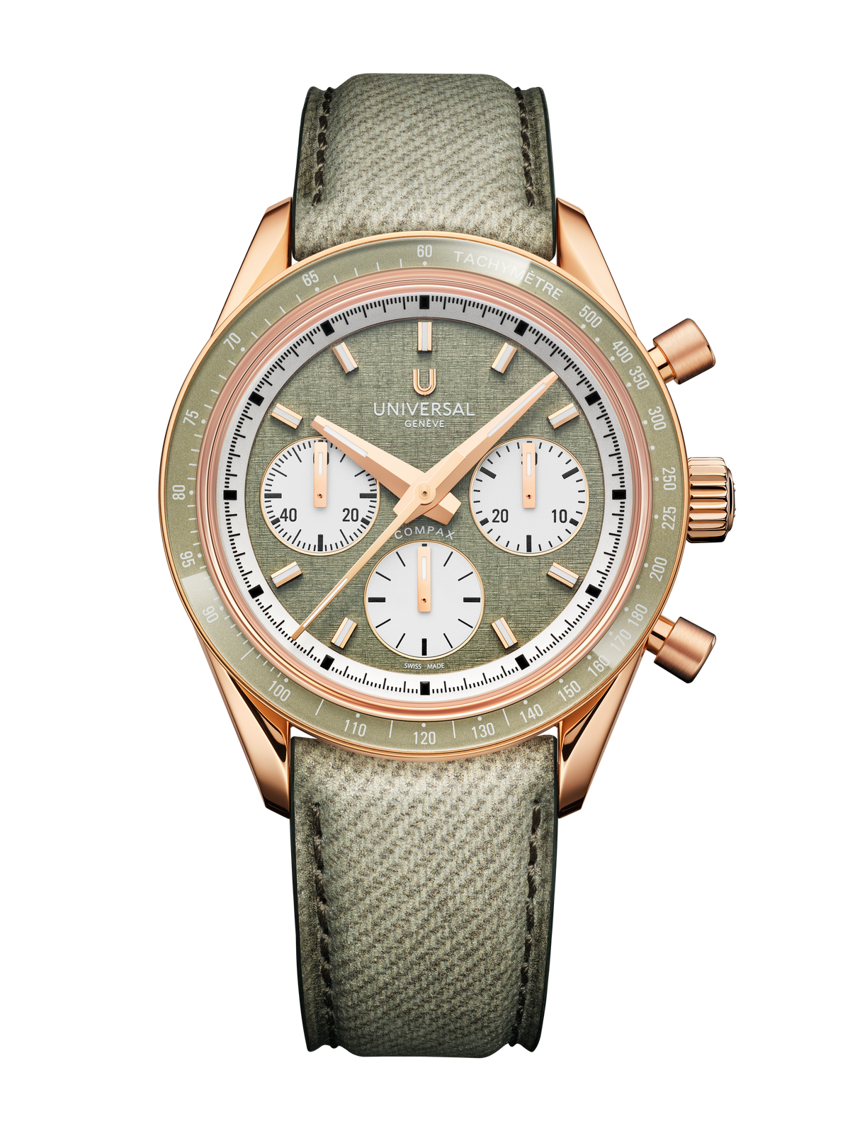 Universal Genève The Compax Capsule 39.5mm 18K Rose Gold Fabric Green