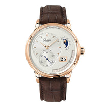 PanoMaticCalendar | 42mm, 18K Rose Gold, Leather, Silver Dial