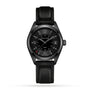 The Hamilton Khaki Field Quartz is a black military-inspired wristwatch with a textured black strap, black dial, white hour markers, and a date display at 3 oclock, shown against a white background.