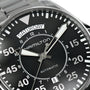 Close-up of a Hamilton Khaki Aviation Pilot Day Date Auto wristwatch with automatic movement, day display set to Saturday, Arabic numerals on the dial, and the time shown at about 10:08:36.