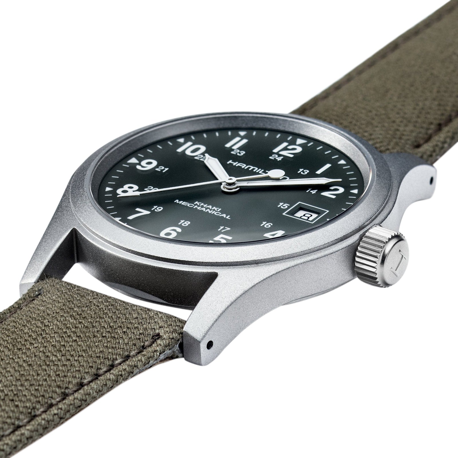 Hamilton Khaki Field Mechanical 38mm Steel CANVAS Green Dial