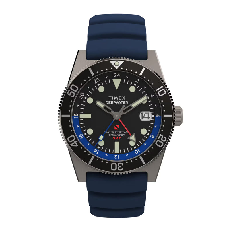 Deepwater Reef 200 GMT | 41mm, Stainless Steel and Blue Rubber Strap, Men's Watch
