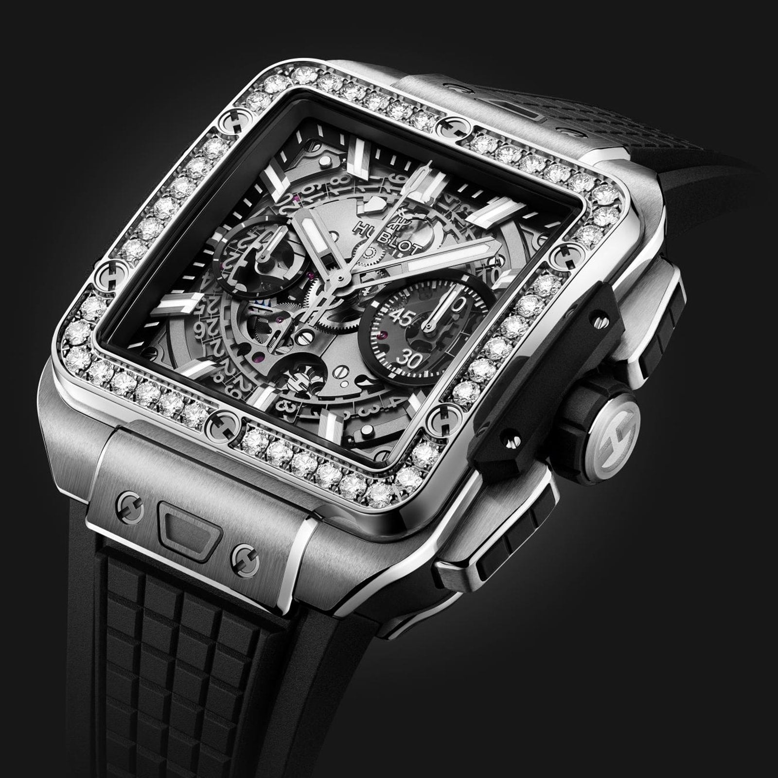 Hublot Square Chronograph ブラックシルバー Hublot Square Bang Unico All Black 42mm with HUB1280